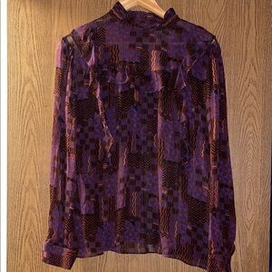 ba&sh Geometric Purple and Brown Blouse